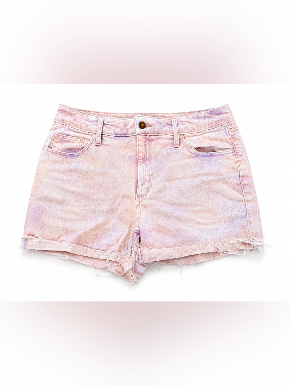Universal Thread Women Purple Acid Wash Midi Shorts Size 12/31 Raw Hem 4” inseam